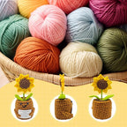 Positive Sunflower 5 inch Handmade Knitted Wool Doll with Positive Card for Cheer Up Gifts Emotional Support Crochet Sunflower Doll for Home Decoration