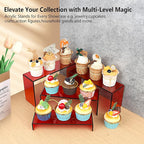 ELEGANTLIFE Acrylic Display Risers Set of 4, 4-Level Tiered Display Stands for Cupcakes, Small Figures & Jewelry, Compact Countertop Display Shelf, Multiple Colors Available (Translucent Red)