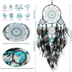 Large Dream Catchers, Boho Handmade Woven Black Dream Catchers Wall Hanging for Bedroom Living Room Dorm Room Decor, Adults Wedding Party Decor, Festival Blessing Gift (Turquoise & Black)