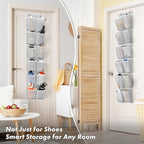 Simple Houseware 24 Pockets - 2PK 12 Large Pockets Over Door Hanging Shoe Organizer, Grey