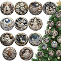 Suzile 36 Pcs Christmas Wooden Ornaments Vintage Christmas Decoration White Sculpture Hanging Decor Retro Round Santa Claus Snowman Tree Decoration for Farmhouse Xmas Home Wreaths Winter Party