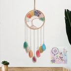 7 Chakra Crystal Tree of Life - Dreamsum Moon Dream Catchers with Chakra Agate Stone, Crystal Tree Life Wind Chimes Wall Hangings Decor for Bedroom Wedding Party Festival Blessing Gift