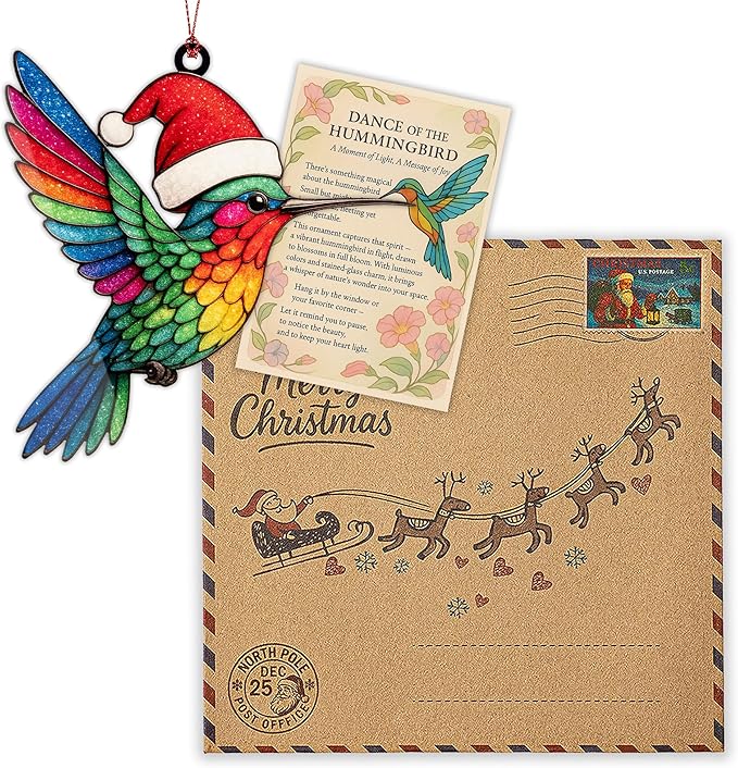 Hummingbird Gifts for Women - Christmas Ornament 2026 - Beautiful Christmas Ornaments Decorative Hummingbird with Meaningful Story Card Humming Bird Valentines Birthday Teacher Gift