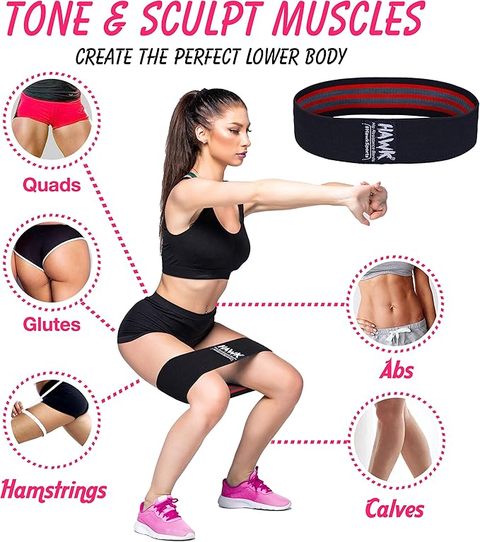 Resistance Bands for Women & Men Fabric Exercise Bands Booty Bands Hip Excersize Glute Squat Butt and Legs Workout Bands Loops Fitness Resistant Band