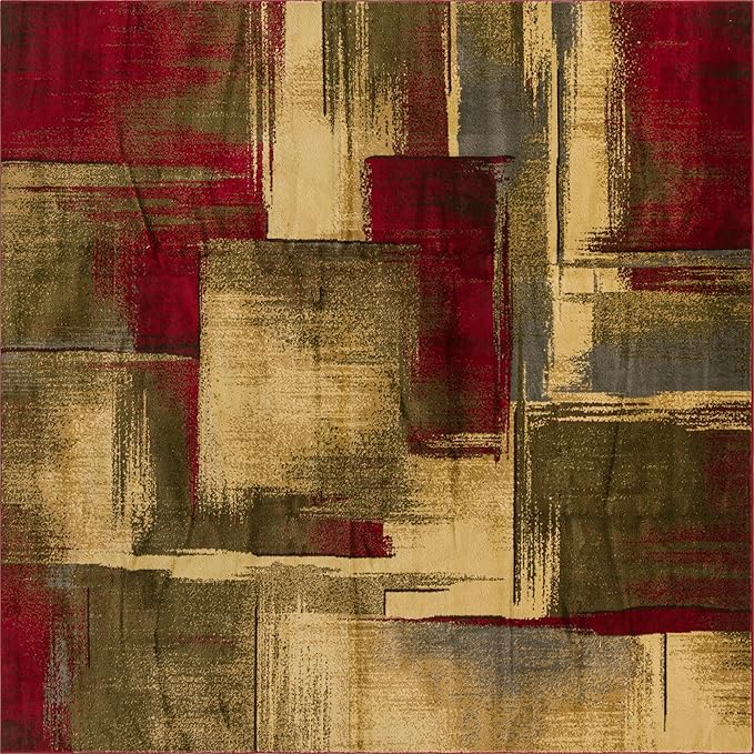 Unique Loom Barista Collection Area Rug - Timor (10' Square, Multi/Red)