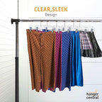 Hanger Central Premium 14 Inch Clear Pants Hangers with Adjustable Clips - 25 Pack Space-Saving Skirt Hangers - Non-Slip Heavy Duty Plastic Closet Organizers with 360° Swivel Hook