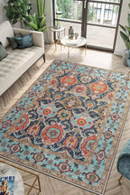 Keen Home Design 9x12 Rug - Machine Washable Area Rug with Non-Slip Backing, Ideal for Living Room, Dining Room, Bedroom - Vintage, Easy Clean, Durable, Low Pile Rug - (9' x 12')