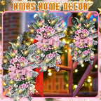 Lyrow 4 Pcs Cordless Prelit Christmas Artificial Swags 24" Xmas Stairway Swag Teardrop Trim with Timer Christmas Staircase Decoration Battery Operated Garland for Indoor Outdoor Railing Decor, Pink