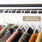 HOLDN’ STORAGE Portable Wardrobe Closet - 65 lb Large Capacity, Internal Heavy Duty Metal Rod, Zipper & Clear Window, Durable Clothes Organizer, Tool-Free Easy Assembly, Beige Canvas Cover