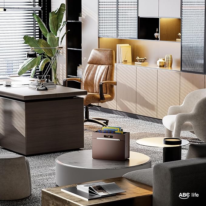 ABC life Magazine Holder Magazine Rack Floor, Stable Foldable PU Leather Newspaper Book Storage Basket Box, Upgraded Magazine File Folder Organizer Free Standing, for Living Room Home Office - Brown