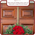 Haute Decor Adapt Adjustable Length Wreath Hanger 2-Pack (Antique Brass) - Two Front or Back Door Decor Holders, Extends from 16.5" to 25", Over Door Hanger with Pads on The Back, Holds up to 10 lbs.