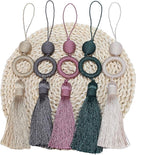 2 Pack Tassel 12 Inch Key Tassel with 4 Inch Cord Loop, Handmade Tassel with Wooden Ring, DIY Accessories for Home Decoration (Gold)