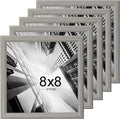 KTKDE 8x8 Picture Frame Set of 5, Wooden frames Grey, Wall Hanging for Tapletop Display, Best Square Photo Frame Studio Gallery for Photos, Posters & Art Prints