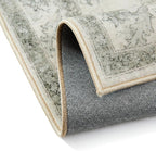 Green Area Rug 3x5 Washable Vintage Carpet Entryway Office Soft Retro Kitchen Low Pile Thin Door Mat Non Slip Oriental Medallion Throw Small Rug for Bathroom Bedroom Dining Living Room