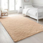 OLANLY 4x11 Area Rugs for Living Room Bedroom, Machine Washable Soft Fluffy Shaggy Bedside Rug, Indoor Floor Carpet for Kids Girls and Boys, Dorms, Nursery Rooms, Home Decor Aesthetic, Beige
