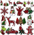JOPHMO 24 Pieces Christmas Wood Ornaments Snowflake Gnome Snowman Truck Wooden Hanging Ornaments Christmas Tree Cutouts Wood Crafts Holiday Decor Xmas Party Supplies (Xmas-Mixed-A)