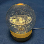 3.15" (80mm) Solar System Crystal Ball 3D Sun System Planets Model Globe with Wooden Base Home Decorative Ornament Astronomy Gifts for Lover Girlfriend