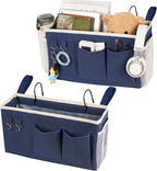 Loghot Bedside Caddy/Bedside Storage Bag Hanging Organizer for Bunk and Hospital Beds,Dorm Rooms Bed Rails,Can be Placed Glasses,Books,Mobile Phones,Keys (2pc Navy Blue)