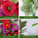 HyeFlora Artificial Flowers for Outdoors Spring Summer Decor, 6 Bundles Fake Daisy Silk Flowers for Outside Realistic UV Resistant Outdoor Faux Plants for Planters Porch Patio Garden Yard Home, Mixed