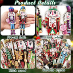 24 Pieces Christmas Nutcracker Wooden Ornaments, Wood Hanging Decoration Set for Christmas Tree Hanging 2D Printed Wood Crafts Holiday Decor Xmas Party Supplies (Xmas-Nutcracker-A)