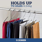 Zober Non-Slip Pants Hangers - 40 Pack Open Ended for Jeans and Clothes - Space Saving, Strong, Durable Metal Hangers for Closet (Black)