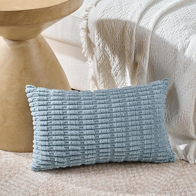 Fancy Homi 4 Packs Decorative Throw Pillow Covers for Living Room Couch Bed, Modern Farmhouse Boho Home Décor Accent Cushion Case, 20" x 12", Blue Series