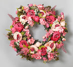 Peony Wreaths for Front Door | 23 inch Spring Front Door Wreath Summer Fall Wreaths for Outside Door or Window Decor