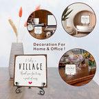 Wooden Sign Gifts - It Takes A Village Thank You For Being A Part Of Us - Motivational Wood Plaque With A Support Frame - Home & Office Inspirational Gifts For Women And Man, Desk Decor & Accessories - A20