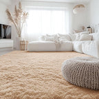 OLANLY 8x12 Machine Washable Large Area Rugs for Living Room, Bedroom, Soft Fluffy Shaggy Bedside Rug, Indoor Floor Carpet for Kids Girls and Boys, Dorms, Nursery, Home Decor Aesthetic, Beige