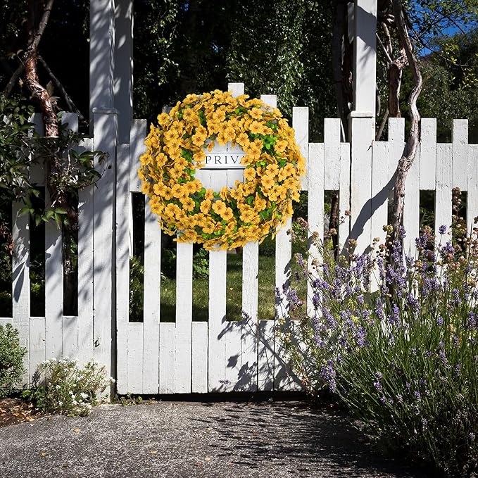 20 Inch Spring Summer Wreaths for Front Door, Artificial Flowers Violet Silk Floral Wreaths with Fake Plants Green Eucalyptus Leaves for Outdoors Farmhouse Wall Wedding Porch Home Decor