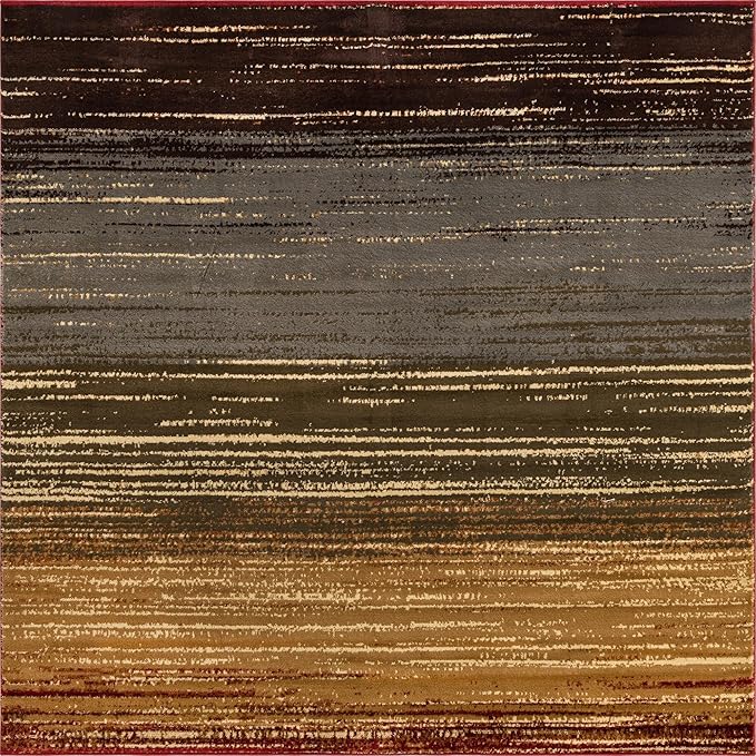 Unique Loom Barista Collection Area Rug - Mundo Nova (7' 1" Square, Beige/Blue)