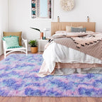 Rugs for Living Room 8x10, Soft Shaggy Modern Shag Area Rug for Bedroom, Upgrade Non-Slip Plush Fluffy Carpet for Kids Boys Girls Room Home Decor Aesthetic, Rainbow Purple