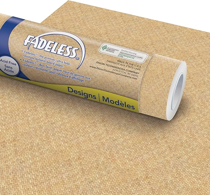 Fadeless Bulletin Board Paper, Fade-Resistant Paper for Classroom Decor, 48” x 12’, Wicker, 1 Roll