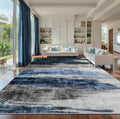 Ciicool Modern Abstract Rug for Living Room, 10'x14' Machine Washable Area Rug Non-Slip Rug, Low-Pile Contemporary Indoor Dining Floor Carpet for Bedroom Office Under Table Home Decor Navy Grey