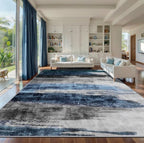 Ciicool Modern Abstract Rug for Living Room, 10'x14' Machine Washable Area Rug Non-Slip Rug, Low-Pile Contemporary Indoor Dining Floor Carpet for Bedroom Office Under Table Home Decor Navy Grey