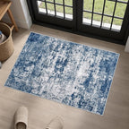 Washable Area Rug 2x3 Entryway Rug: Washable Modern Abstract Soft Thin Rug Indoor Floor No Slip Stain Resistant Carpet for Bedroom Dining Room Farmhouse Nursery Home Office - Blue