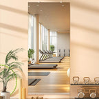 Hasipu Home Gym Mirror, 95"x40" Each, 1-Pack Frameless Wall Mounted Mirrors with Glass Clamps & 1 Aluminum Rail, Large Body Mirror for Home Gym, Yoga Studio, Bedroom, Silver Tempered Glass