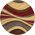 Unique Loom Barista Collection Area Rug - Ngada (6' 1" Round, Beige/Red)