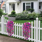 Artificial Hanging Petunias Flowers for Outdoor, 2pcs Fake Plants Long Vine Morning Glory Eucalyptus, UV Resistant Realistic Faux Greenery Indoor Outside Patio Porch Garden Spring Summer Decor, Purple