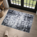 Washable Area Rug 2x3 Entryway Rug: Washable Modern Abstract Soft Thin Rug Indoor Floor No Slip Stain Resistant Carpet for Bedroom Dining Room Farmhouse Nursery Home Office - Dark Black