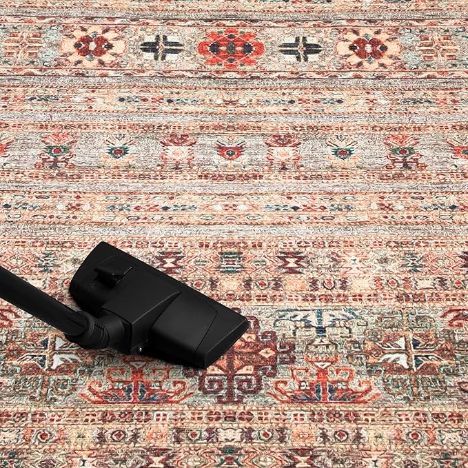 Keen Home Design 6x9 Rug - Machine Washable Area Rug with Non-Slip Backing, Ideal for Living Room, Dining Room, Bedroom - Vintage, Easy Clean, Durable, Low Pile Rug - (6' x 9')