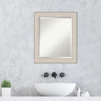 Amanti Art White Wall Mirror 24x20 Cottage White Silver Rectangle Bathroom Mirror for Wall Decor Living Room, Small Cottage Wood Frame, Hangs Horizonally and Vertically, Bathroom Decor, Beveled Edge