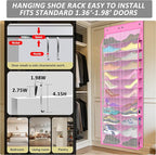 24-Pair Over Door Shoe Organizer for Family & Kids, Double Sided | Hanging Storage for Sneakers, Boots, Toys & Room OrganizationRose Quartz