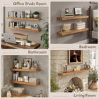 Marsmiles 30 inch Floating Shelves for Wall Solid Elm Wood Shelves|Rustic Wall Shelves with Invisible Heavy-Duty Bracket for Bathroom Living Room Kitchen|Natural, 2 Pack