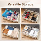 Under Bed Storage with Wheels, Rolling Under Bed Storage Containers with Label Holders for Clothes, Shoes and Blankets, Underbed Storage Organizer with Cover, 2 Pack Beige (23.6x15.7x7.28 in)