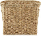 Casafield Woven Magazine Holder with Handles, Natural - Seagrass Storage Basket for Bathroom, Living Room, Home Office