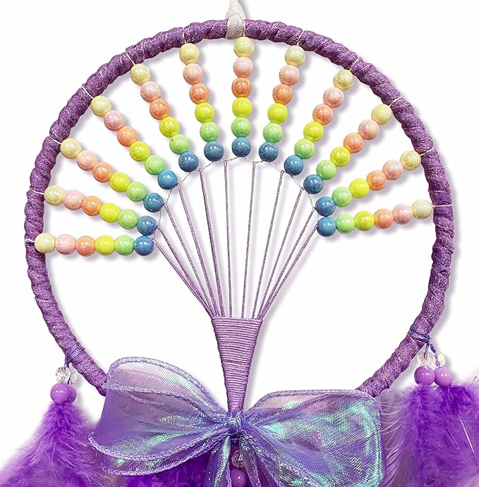 Dream Catchers for Kids Rainbow Wall Decor,Purple Dream Catcher,Pretty Jolly Feather Dream Catchers Baby Dreamcatcher for Girls Bedroom Dorm Room Wall Hanging Birthday Festival Craft Gift