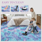 Fluffy 5x7 Area Rugs for Living Room Bedroom: Ultra Soft Shag Rug Non-Slip Non-Shedding Small Plush Bedside Rug Indoor Floor Carpets for Kids Room Playroom Entryway Nursery Dorms Home Rainbow Purple