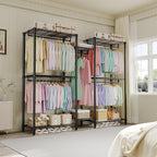 Heavy Duty Portable Closet Wardrobe Load 1874LBS,Metal Clothes Rack Garment Rack Free Standing Closet Organizers and storage with 8 Adjustable Shelves, 5 Hanging Rods 76.5"H x 73.6"L x 17.4"W