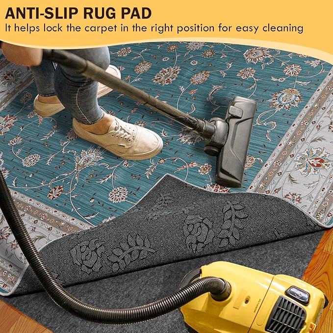 Waterproof Rug Pad, 5x8 ft Under Area Rug Carpet Pad, Non Slip Felt Rug Pads for Hardwood Floors, Keep Carpets in Place Soft and Prevent Rug from Wrinkling or Buckling
